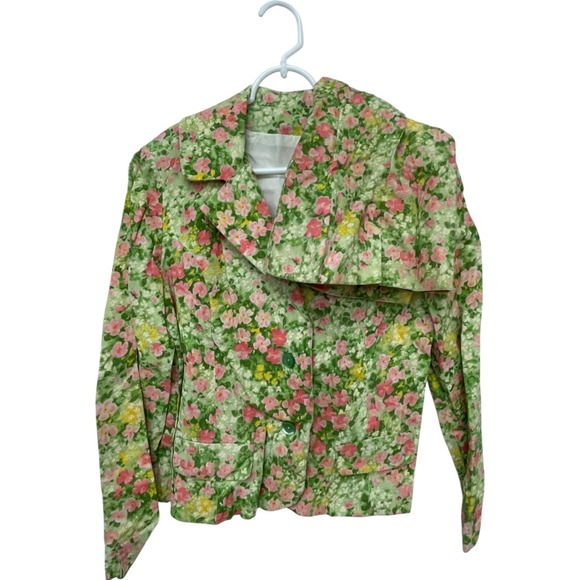 Blazer Maxi Skirt Set Womens Size Small Green Floral Single Breasted Long Sleeve - Picture 1 of 10